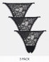 Фото #2 товара Gilly Hicks floral lace strappy thong 3-pack in black