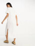 Фото #3 товара River Island twist front midi t-shirt dress in white