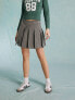 Фото #7 товара Miss Selfridge wrap over buckle pleated skirt in grey