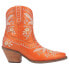 Dingo Primrose Embroidered Floral Snip Toe Cowboy Booties Womens Orange Casual B