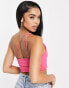 Femme Luxe one shoulder strappy back detail crop top in pink