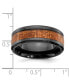 Black Zirconium Sapele Wood Inlay Wedding Band Ring
