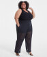 Фото #3 товара Trendy Plus Size Printed Mesh Pants, Created for Macy's