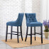 Фото #3 товара 29" Linen Tufted Buttons Upholstered Wingback Bar Stool (Set of 2)