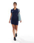 Фото #1 товара Miss Selfridge rib polo mini dress in navy