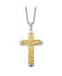 ფოტო #1 პროდუქტის Brushed Yellow IP-plated Cross Pendant Ball Chain Necklace