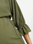 ASOS DESIGN Maternity nursing drawstring waist mini dress in khaki