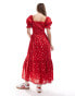 Фото #2 товара Miss Selfridge corset detail tiered maxi dress in red rose print