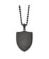 Brushed Black IP-plated Shield Pendant Ball Chain Necklace