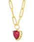 Lab-Grown Ruby Heart Solitaire Paperclip Link Pendant Necklace (4-1/6 ct. t.w.) in 14k Gold-Plated Sterling Silver, 18" + 2" extender