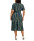 Plus Size Abstract-Print Belted Elbow-Sleeve Dress