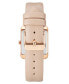 Фото #2 товара Women's Quartz Square Light Pink Faux Leather Band Watch, 29mm