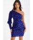 Фото #1 товара Women's One-Shoulder Sequin Bodycon Dress