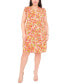 ფოტო #1 პროდუქტის Plus Size Floral-Print Flutter-Sleeve Shift Dress
