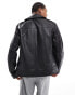 ASOS DESIGN Premium real leather biker jacket in black