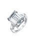 ფოტო #2 პროდუქტის Art Deco Style Big 7CT AAA CZ Statement Solitaire Emerald Cut Engagement Ring Side Stone Baguette Thin Band Sterling Silver Decorative Setting