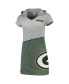 Women's Gray and Green Green Bay Packers Hooded Mini Dress