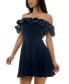 Фото #3 товара Juniors' Ruffle-Trim Off-The-Shoulder Mini Dress