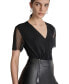 ფოტო #4 პროდუქტის Women's Ruched Mesh-Sleeve Top