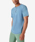 Фото #3 товара Men's Jersey Short Sleeves Henley T-shirt, Indigo