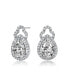 ფოტო #1 პროდუქტის Sterling Silver with White Gold Plated Clear Pear and Round Cubic Zirconia Halo Open Post Drop Earrings