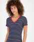 Women's Striped Rib-Knit Midi T-Shirt Dress