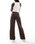 JDY button detail wide leg dad trouser co-ord in chocolate