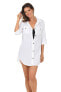 Фото #1 товара Dotti 260908 Women's On Island Time Cotton Dress Shirt Cover-Up Swimsuit Size S