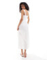 Фото #4 товара ASOS DESIGN milkmaid midi dress with full skirt and bow straps in white