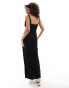 ASOS DESIGN linen blend contrast maxi dress in black Черный, M - EU 40-42 - фото #3