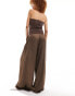 Lioness satin palazzo trousers in brown Коричневый, XL - EU 42 - фото #4