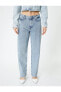 Фото #9 товара Taşlı Kot Pantolon Düz Paça Cepli - Eve Straight Jeans