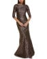 Teri Jon By Rickie Freeman Metallic Jacquard Gown Women's