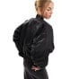 & Other Stories zip front bomber jacket with volume sleeves in black Черный, XS - EU 32-34 - фото #3