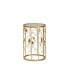 Фото #1 товара Anaya Modern and Contemporary Glam 23.6" Brushed Finished Metal and Glass Leaf Accent End Table