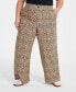 ფოტო #3 პროდუქტის Trendy Plus Size Leopard Printed Wide-Leg Pants, Created for Macy's