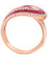 ფოტო #3 პროდუქტის EFFY® Ruby (3-1/4 ct. t.w.) & Diamond (5/8 ct. t.w.) Swirl Statement Ring in 14k Rose Gold