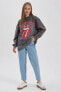 Coool Rolling Stones Oversize Fit Sırt Baskılı Kapüşonlu Kalın Sweatshirt B3006ax23wn
