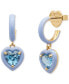 ფოტო #1 პროდუქტის Gold-Tone Color-Coated Stone Heart Charm Hoop Earrings