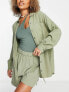 Фото #1 товара ASOS DESIGN textured button through beach shirt co-ord in khaki