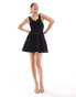 ASOS DESIGN wide strap channel waist mini sundress in black