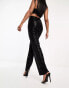 AX Paris sequin straight leg trousers in black