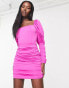 Фото #8 товара AX Paris square neck ruched mini dress in hot pink