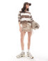 Pull&Bear oversized long sleeve t-shirt in brown stripe