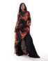 Фото #1 товара ASOS DESIGN evening dress with extreme draping in oversized floral print