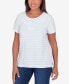 Petite Classic Neutrals Lace Neck Striped Split Hem T-shirt