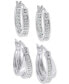 ფოტო #1 პროდუქტის 2-Pc. Set Diamond Double Row & In & Out Small Hoop Earrings (1/4 ct. t.w.) in Sterling Silver