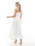 Vila Petite Bridal satin cami maxi dress with stitch detail hem in white 34 - фото #3