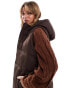 Фото #3 товара Threadbare 2 in 1 zip off longline gilet and puffer coat in brown