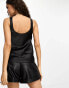 Фото #8 товара ASOS DESIGN Petite scoop neck cami in satin in black